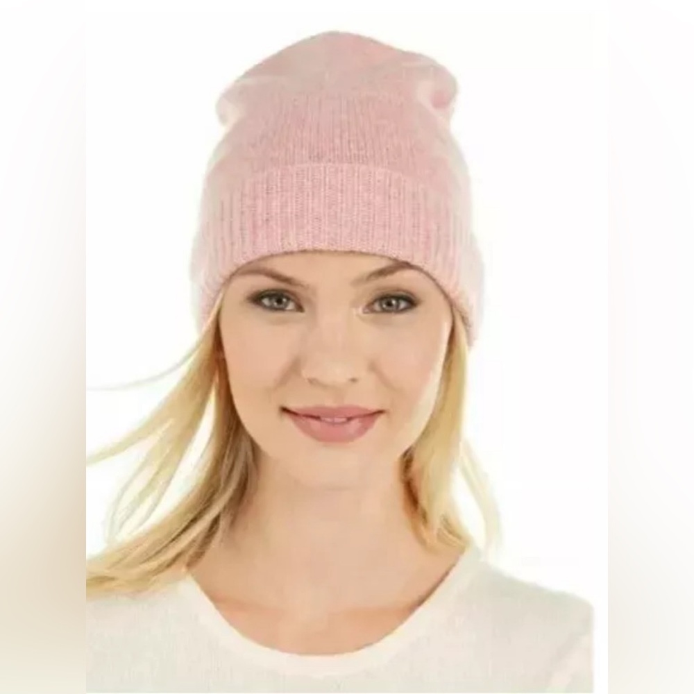 Charter Club Cashmere Cuffed Beanie Hat Women's One Size PINK 100% CASHMERE